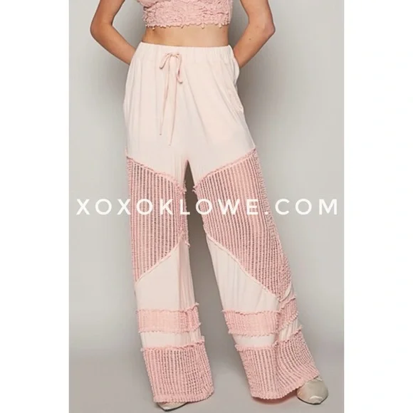 POL Blush Pink Flowy Wide Leg Rayon Jersey Palazzo Pants - Picture 1 of 11